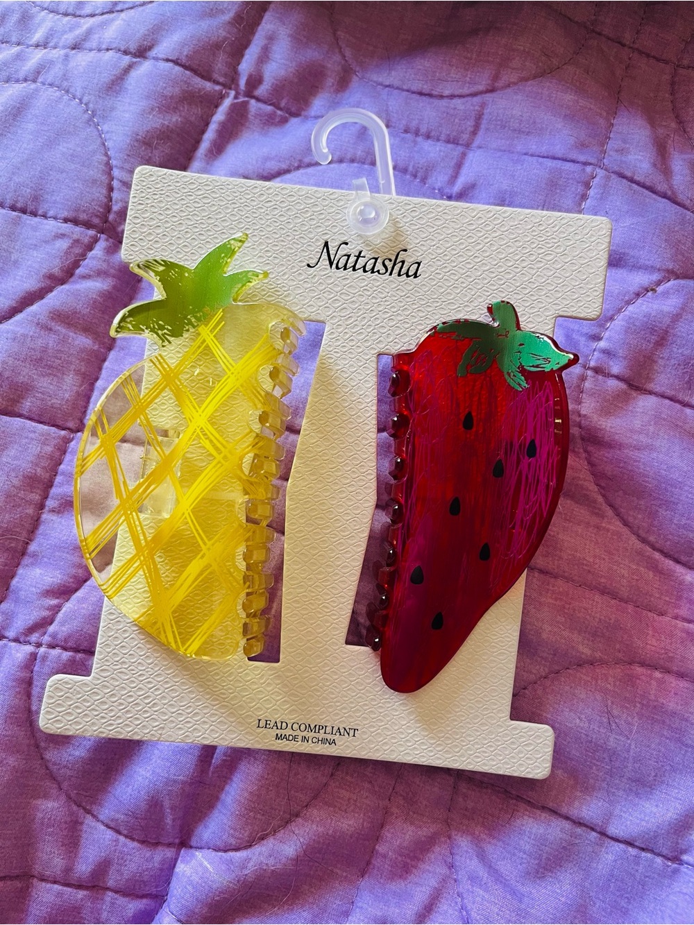 Natasha Couture Pineapple & Strawberry Fruit Hair Clips - Yellow & Red